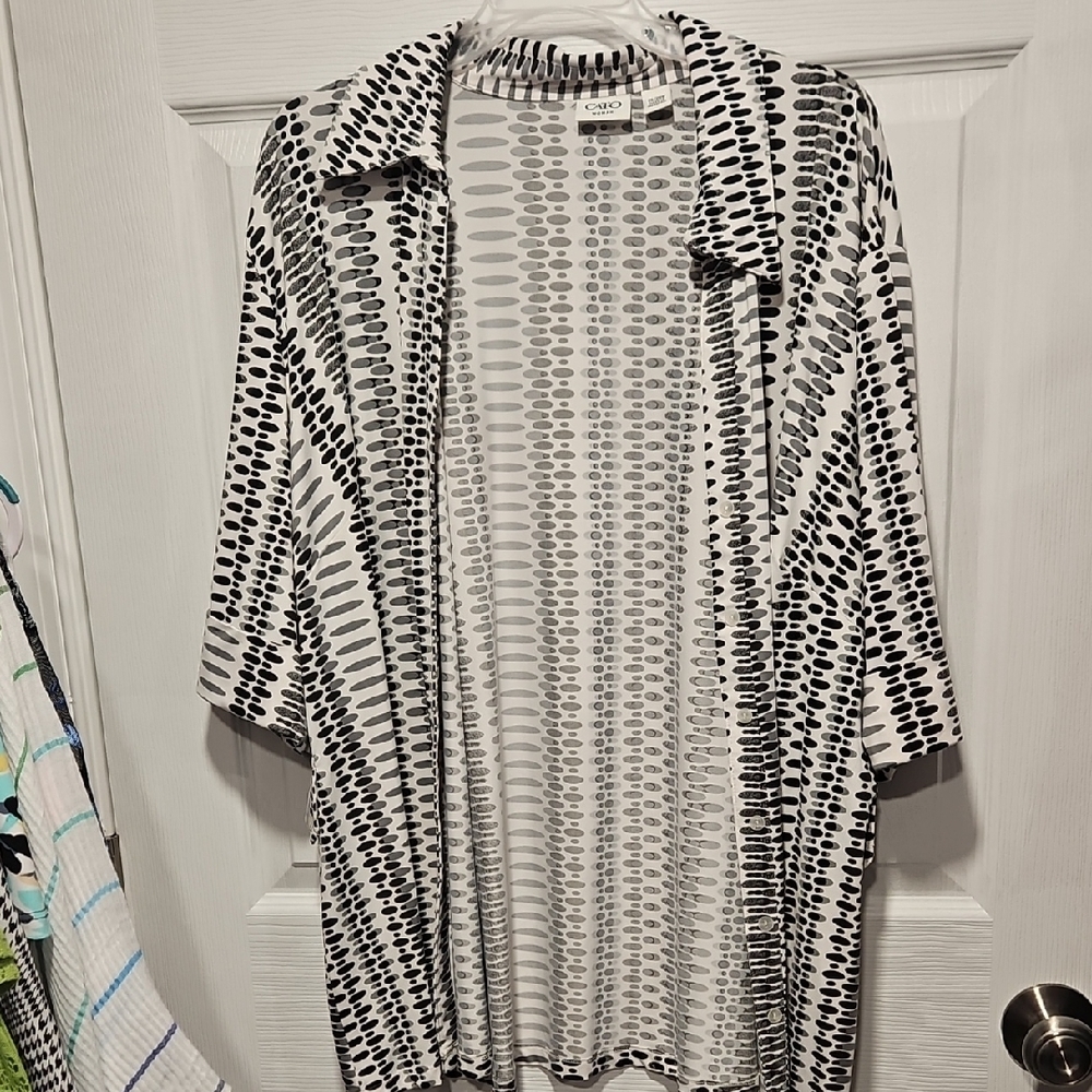 Cato Black and White Button Down Shirt